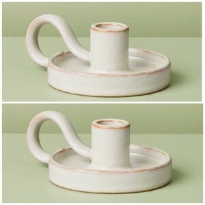 Set of 2 | Ceramic Taper Candle Holder Sour Cream - Hearth & Hand™ with Magnolia